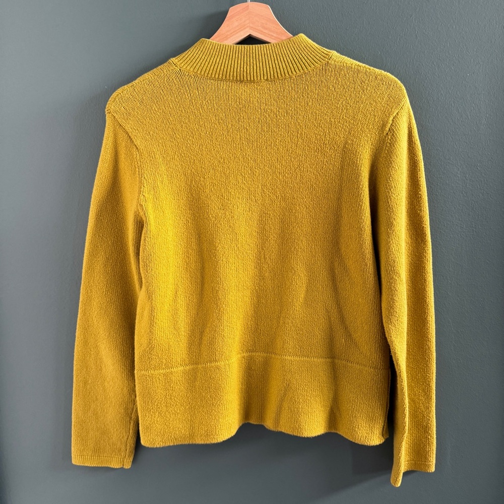 EILEEN FISHER zip front cardigan sweater citrine yellow knit cardi zipper M - Picture 10 of 10